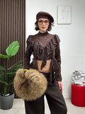 Maglia Crop in Pizzo con Ruches