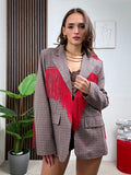 Blazer Check con Frange