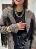 Blazer Check con Frange