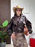 Giubbotto Crop In Pelle