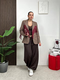 Blazer Check con Frange