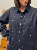 Camicia in denim con fiori