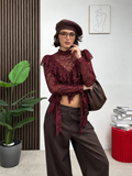 Maglia Crop in Pizzo con Ruches