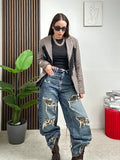 Jeans Leopard Cut-Out