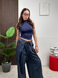 Pantalone Gessato Nodo Chic