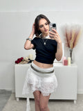 Maglia crop top a spalle scoperte