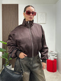 Bomber Cropped Effetto Satinato