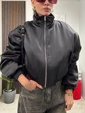 Bomber Cropped Effetto Satinato