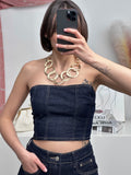 Coordinato in denim corto