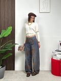 Jeans Wide Leg Effetto Vintage