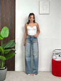 Jeans Wide Leg Strass Glam