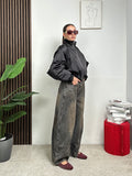 Bomber Cropped Effetto Satinato