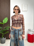 Maglia Crop Tartan