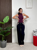 Jeans Wide Leg con Dettagli Gioiello