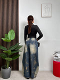 Jeans Baggy Washed con Tasche Utility