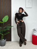 Maglia Crop in Pizzo con Ruches