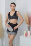 Coordinato in denim con strass