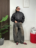 Bomber Cropped Effetto Satinato