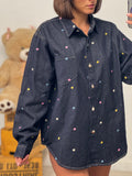 Camicia in denim con fiori