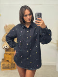 Camicia in denim con fiori