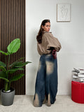 Jeans Wide Leg Vintage Print