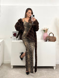 Vestito leopardato con strass