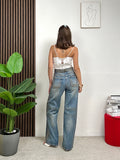Jeans Wide Leg Strass Glam