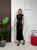 Vestito Lungo Effetto Corsetto