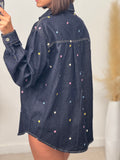 Camicia in denim con fiori