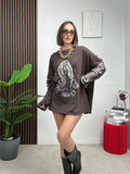 Felpa Oversize con Stampa Madonna