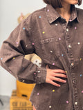 Camicia in denim con fiori