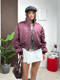 Bomber Cropped Effetto Satinato