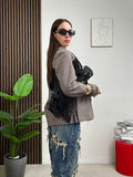 Blazer Check con Frange