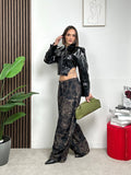 Giubbino Cropped Effetto Vernice