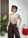 Maglia Crop in Pizzo con Ruches