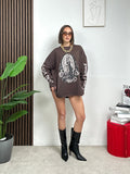 Felpa Oversize con Stampa Madonna