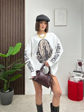 Felpa Oversize con Stampa Madonna