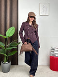 Giacca Doppiopetto Suede Chic