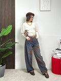Jeans Wide Leg Effetto Vintage
