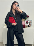 Coordinato in denim con piegone