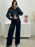 Jeans a palazzo con stringhe