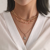 Set di collana a catena con lucchetto brillante 2pz