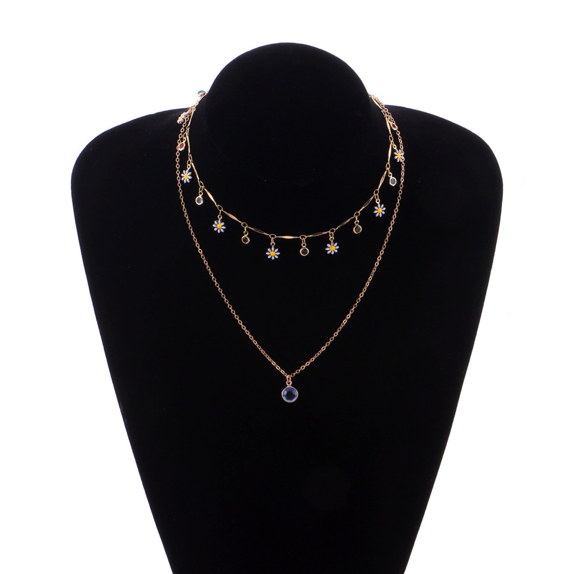 Collana Girocollo A Strati EVER FAITH Con Cristalli A Cuore Collana Girocollo A Strati EVER FAITH Con Cristalli A Cuore