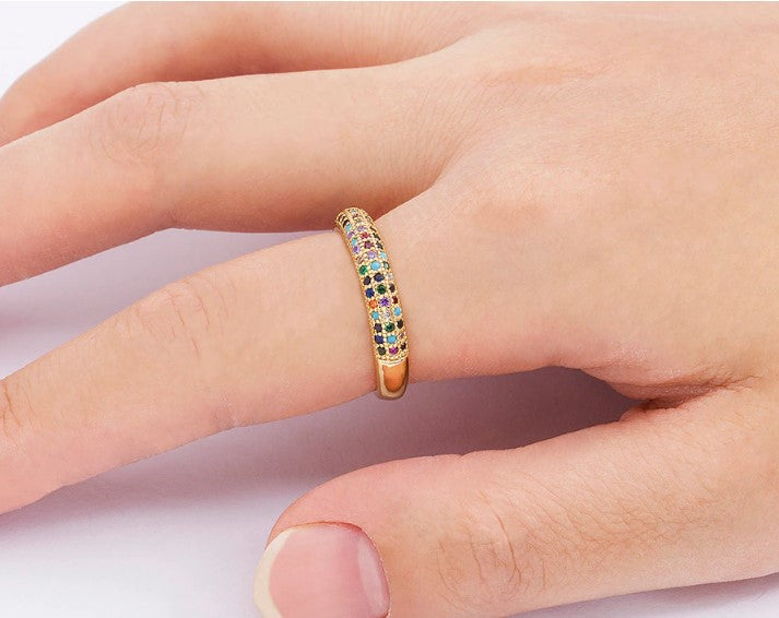 Anello Oro Giallo 750/1000 Tipo Eternelle Con Zirconi - Mis. 14 Usato - Foto 3