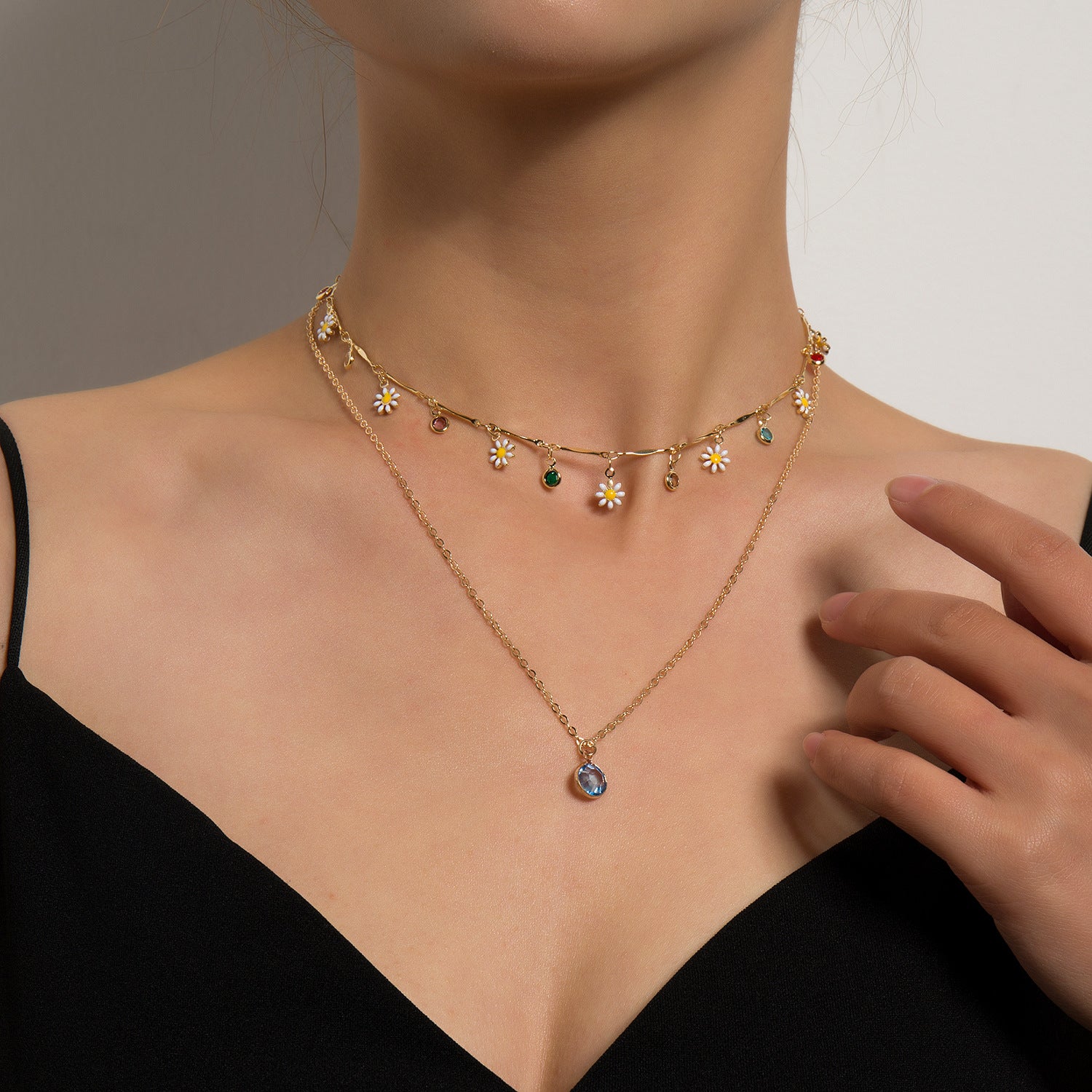 Chunky Sfera Pendente Collana Esagerata Multi-Strato Chunky Sfera Pendente Collana Esagerata Multi-Strato