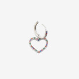 Orecchino a cuore Rainbow argento