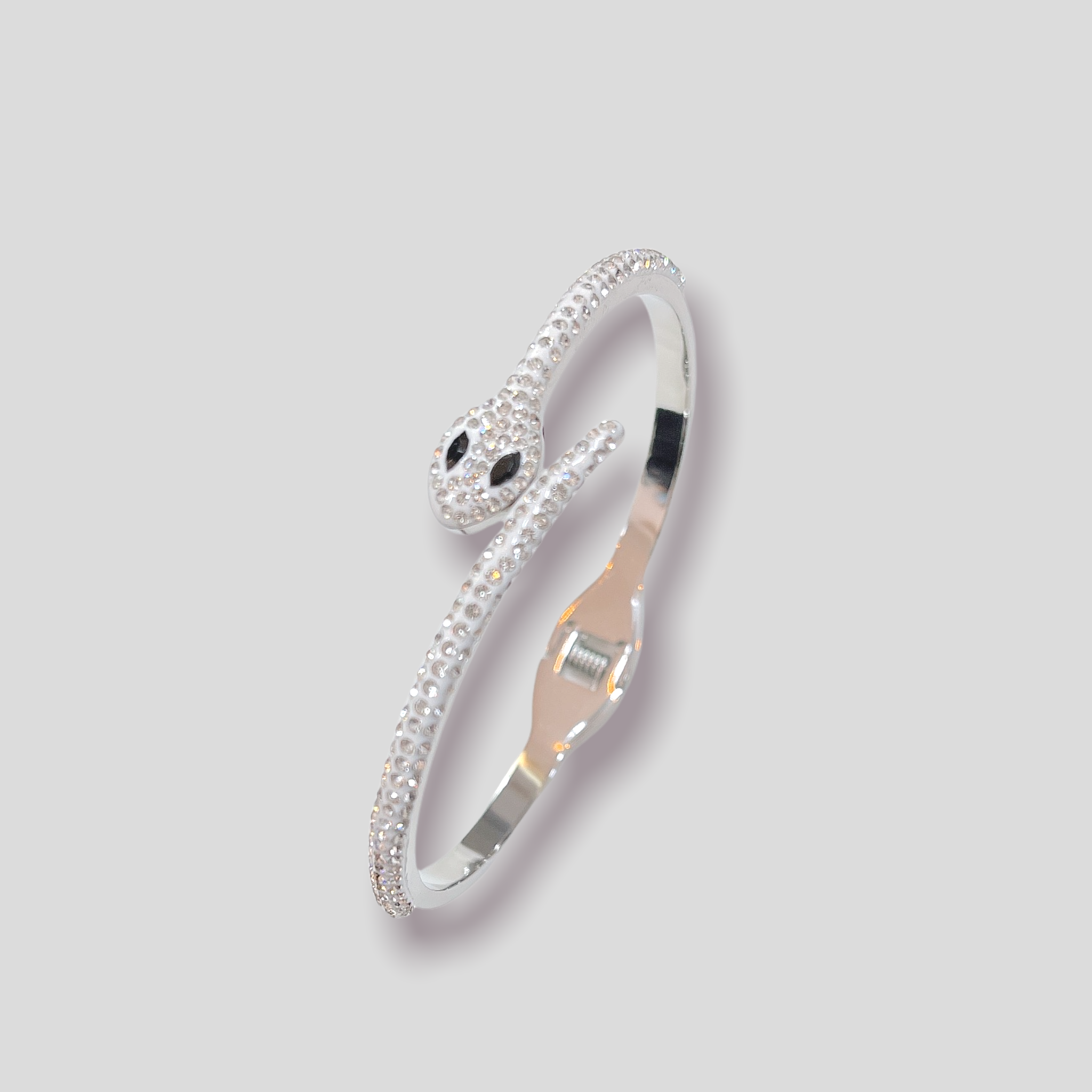 Bracciale Rigido Contrarié Serpente con Spinello Nero in Argento 925 - Albert M Bracciale Rigido Contrarié Serpente con Spinello Nero in Argento 925 - Albert M